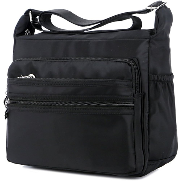 Messenger bag i nylon Oxford-tyg (svart), avslappnad canvas messenger bag för dam, vattentät axelremsväska för dam