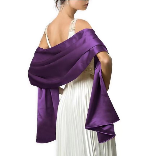 Bröllopssjal och wraps för kvinnor Elegant långa bröllopssjalar i ren färg Purple