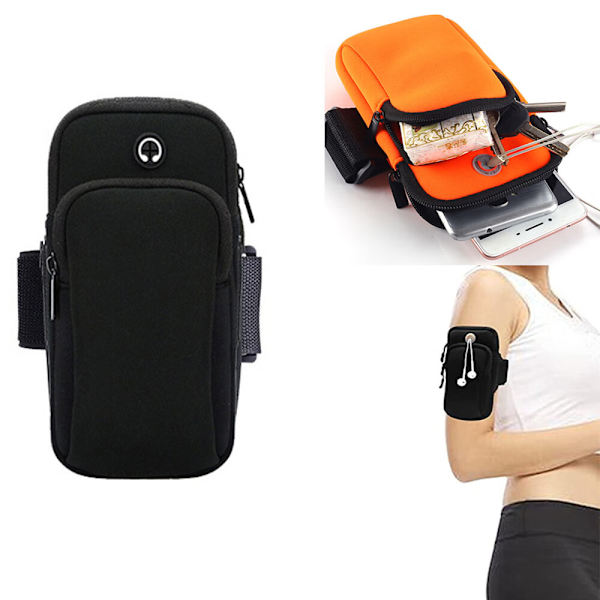 One piece (svart) Løpearmbånd Telefonholder, Stropp for telefonløping, Mobilarmbåndveske, Kompatibel for iPhone XS MAX XR 12/11/8/7 Plus, Mobiltelefon