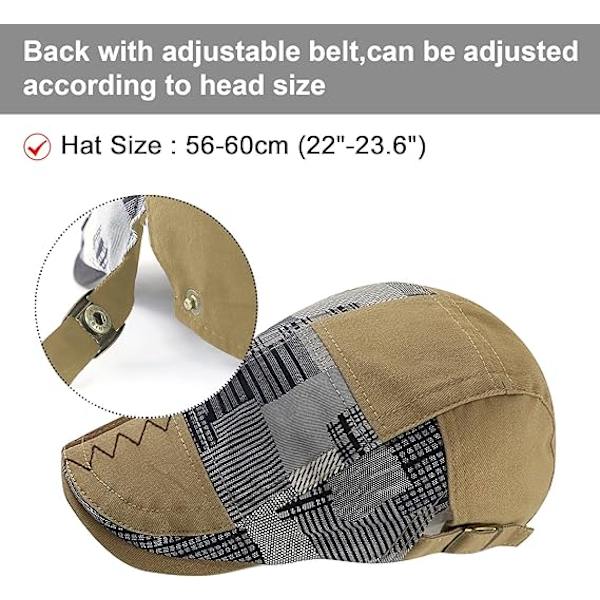 Herr Vintage Flat PU Läderhatt, Justerbar, Höst/Vinter, Etnisk Anka Tunga Hatt, Beige
