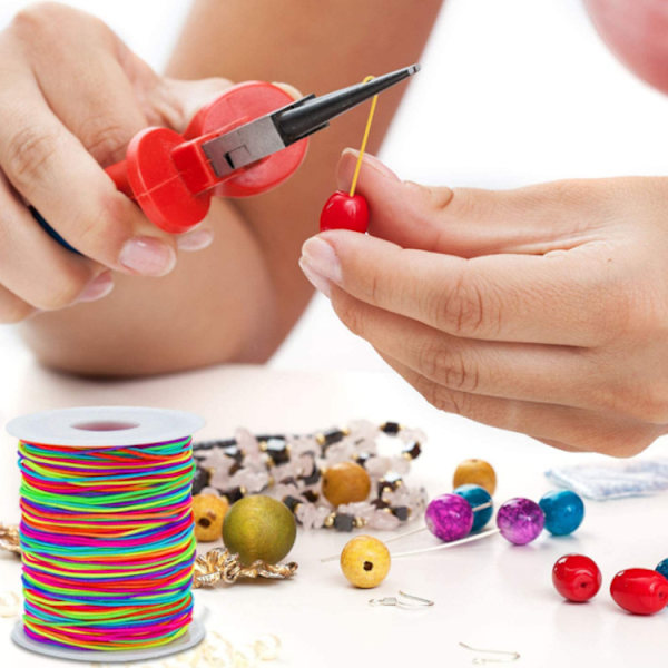 85m 1.2mm fargerik elastisk perlesnor, elastisk snor regnbue perlesnor, brukt til å lage halskjeder og armbånd, barns smykkeproduksjon, DIY h