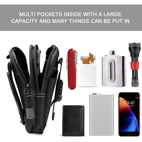 Taktisk Magväska (Svart), Universal Utomhus Magväska Handväska | Utility Gadget Magväska med Telefonhölster för Sport, Vandring, Camping, Resor