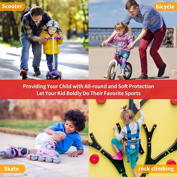 Knä- och armbågsskydd för barn/tonåringar 3-9 år gamla (svarta, 6-delade set), lämplig för rullskridskoåkning, cykel, inline skateboard, skoterridi