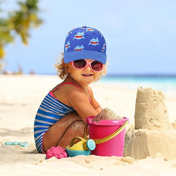 Justerbar Baseballkeps för Barn (Blå Haj, för 1 - 2 år), Solhatt Utomhus Sommarhatt Sportkeps, Pojke och Flicka
