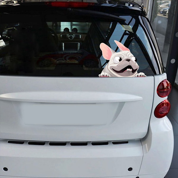 Tre-delt sæt af sjove bulldog bilklistermærker Fransk Bulldog Bilklistermærke Hvalpe Decal, PVC Vinyl Hundeklistermærke, Vandtætte Klistermærker Decal til Kofanger Bil Wi