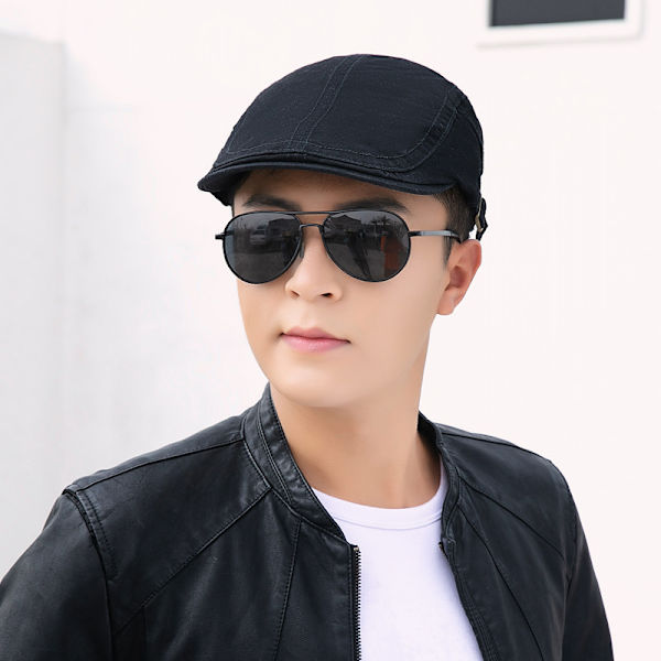 Paradise Cotton Flat Top Hatt for Menn - Ivy Cotton Flat Top Hatt Vår/Sommer Svart