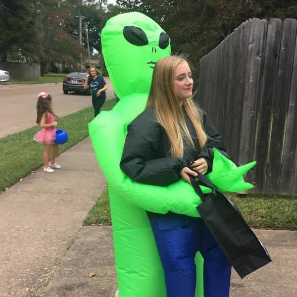 Uppblåsbar Alien-dräkt | Ovanlig uppblåsbar dräkt | Premiumkvalitet | Vuxenstorlek | Polyester | Bekväm att bära | Tålig | Uppblåsningssystem