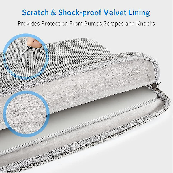 Laptopveske, støtsikker Notebook-veske, Beskyttelsesdeksel for Laptop (grå) 15inch