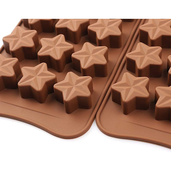 15 Hulrum Stjerneform Chokoladeform, Non-stick Fødevaregodkendt Silikoneform Sæt til Slik Jelly, Isterning