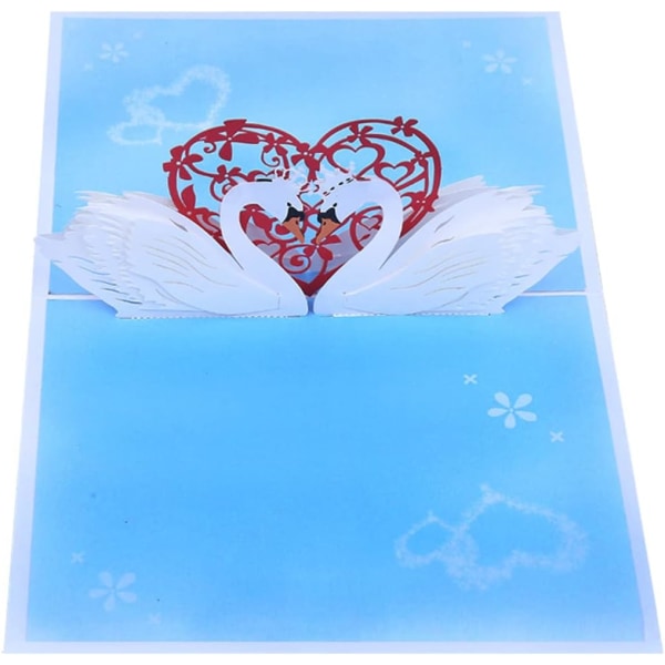 3D Pop Up-kort med konvolutt for Valentinsdag, bursdag, bryllup, fest, forlovelse - Svanedesign