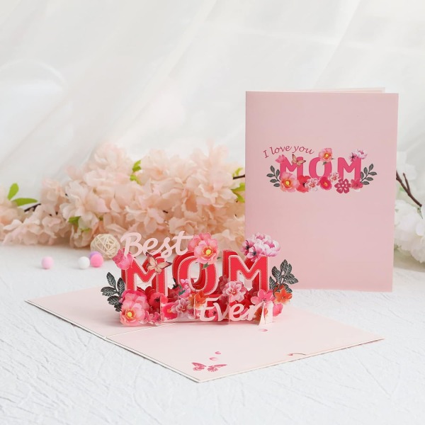 Mors dag-kort, födelsedagskort för mamma, 3D pop-up gratulationskort för mammas födelsedag, kuvert ingår