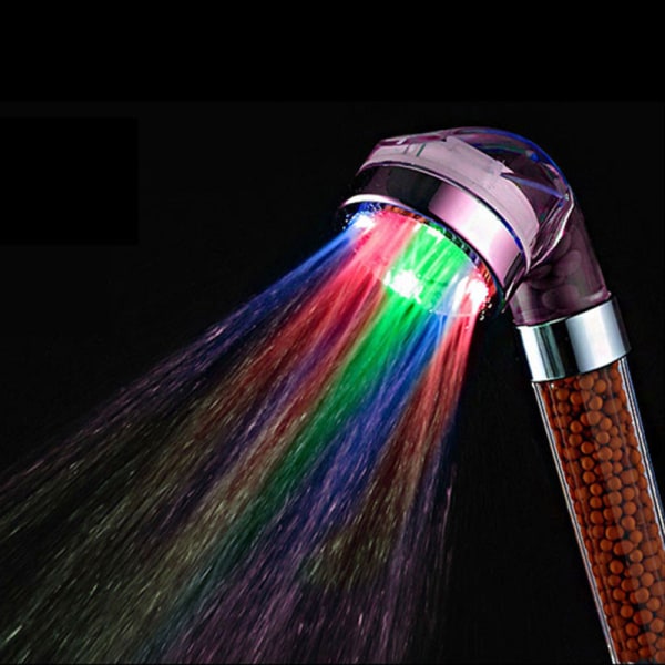 Högtrycksvattenbesparande 7 färger Bytande ljus Handhållet högtrycksspa duschhuvud