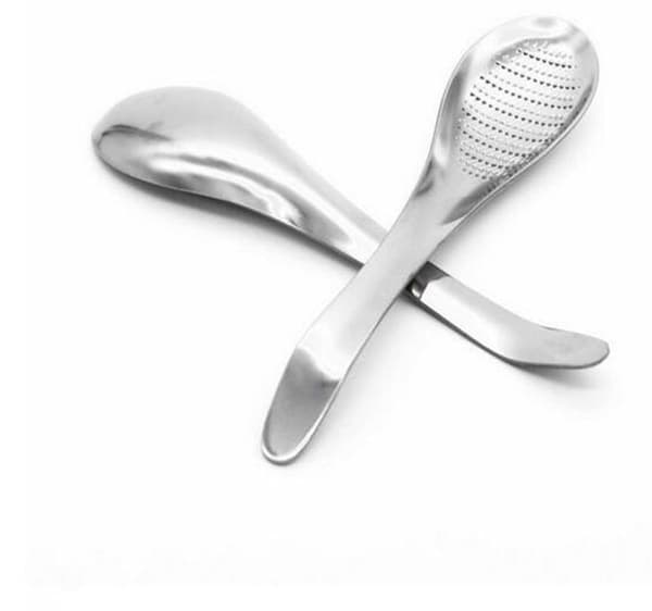 Rivsked/ingfärsked, ca 17 cm lång och 4 cm bred, rivningssked, rostfritt stål, silver