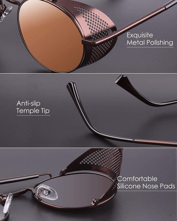 Polariserede Steampunk Retro Runde Solbriller MTS3