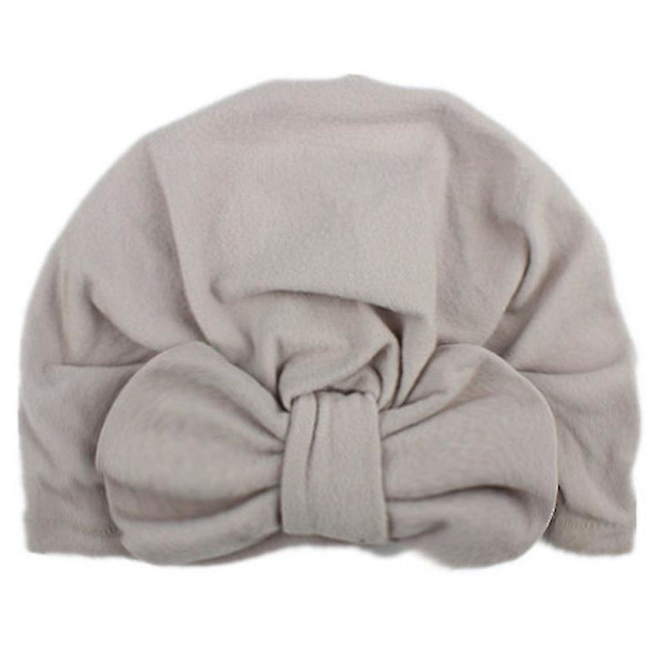 Nyfödd baby turban knut huvud wrap bekväm pojkar flickor mössa hatt keps Grey