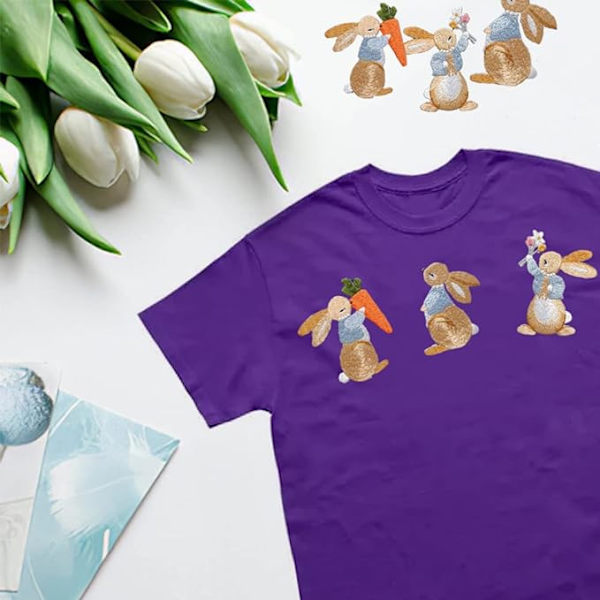 6-delars set med sömnadslappar, kaninapplikationslappar, broderade märken, märken, jackor, jeans, skor, T-shirts, hattar