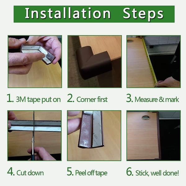 Babysäkerhet Baby Edge Corner Guards Barnsäkringsskydd 2m (6,6ft Edge Guard+4 Corner Guards) Brown