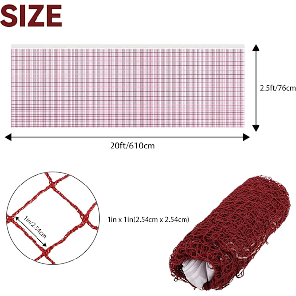Foldbart Badmintonnet, Bærbart Badmintonnet, 610 x 76 cm Volleyballnet, Justerbart Foldbart og Holdbart Udendørs Badmintonnet til Indendørs eller Udendørs Brug