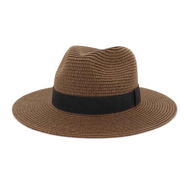 Dame Herre Stråhat Panama Hat Sommer Bredskygget Solhat Anti-UV til Strandrejser Solhat