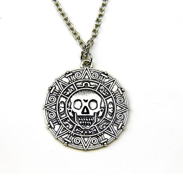 Klassiskt Pirates of the Caribbean myntmärke halsband Silver