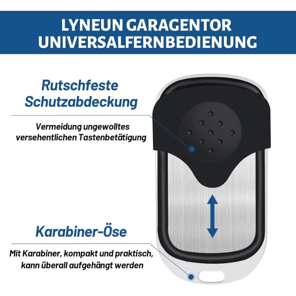 Universal fjärrkontroll för garageport, 2 universella fjärrkontroller för garageport, duplicera fjärrkontroll för garageport med 4 knappar, fast frekvens 433,92 MHz