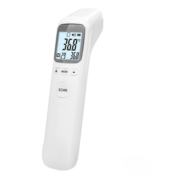 1 stk. Hvidt Pande Termometer til Voksne, Pande Termometer med LCD-Display, Berøringsfrit Infrarødt Termometer til Babyer, Børn og Voksne, med Feber Alarm