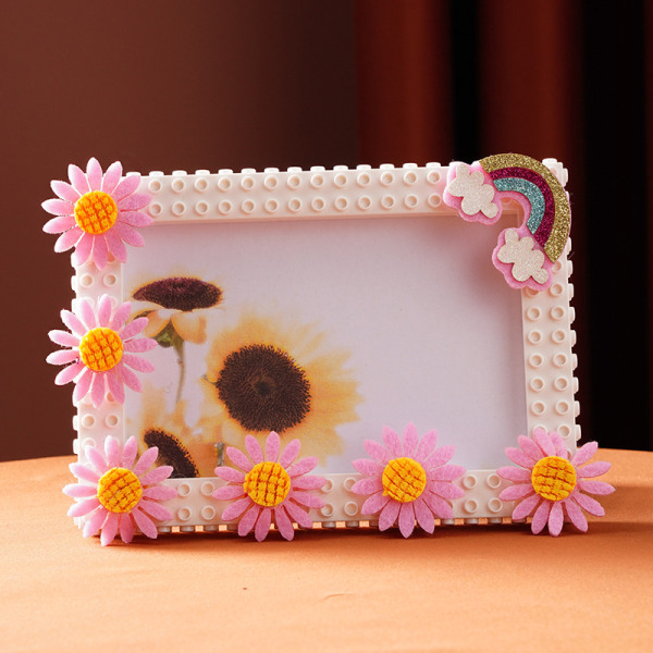 Rosa Creative Sunflower 4x6 tavelram Gör det själv byggsats för pojkar, flickor, hantverk, söta roliga fotoramsdekorationer, konststående personlig fest