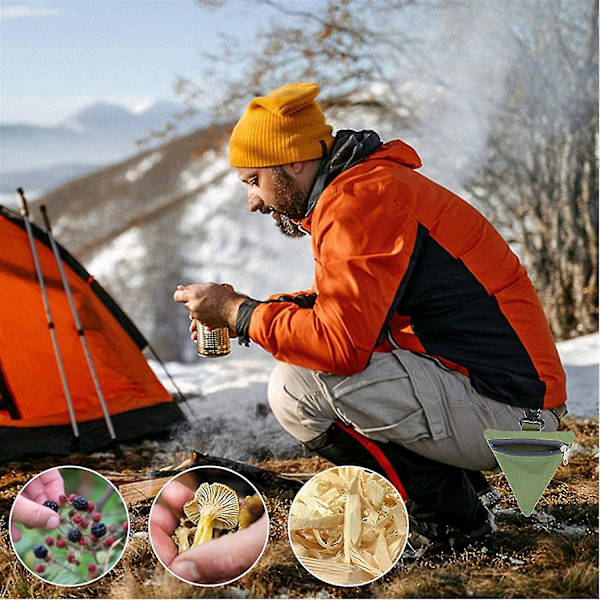 Svampeindsamlingspose Svampeindsamlingspose Bærbar og Let Minipose til Vandreture Camping Jagt Green