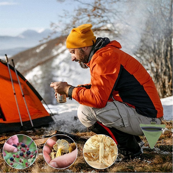 Svampkorg för foraging - Bärbar och lätt miniväska för vandring, camping och jakt Khaki