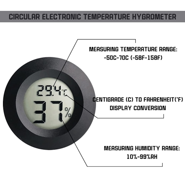 Svart - 2 elektroniska termometrar och hygrometrar, temperatur- och fuktighetsmätare, kan ändra Celsius/Fahrenheit. För mätning av inomhus- och utomhuste