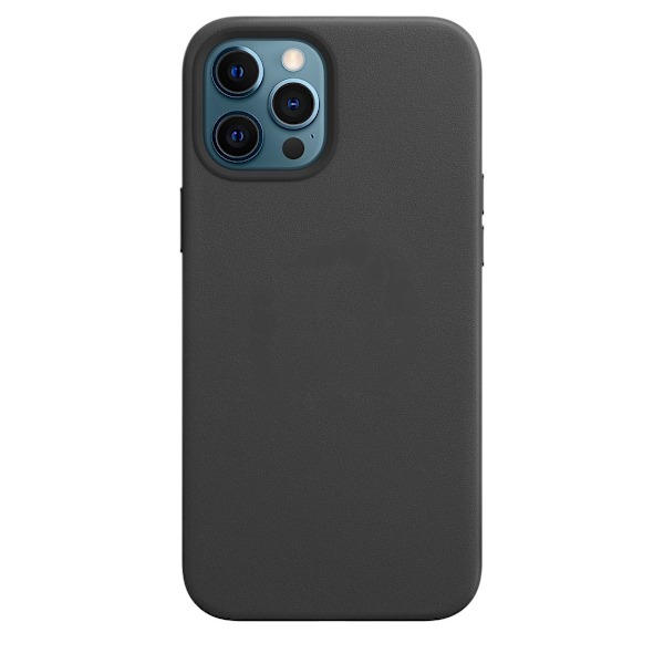 Sort Apple læderetui med (til iPhone 12 Pro Max)