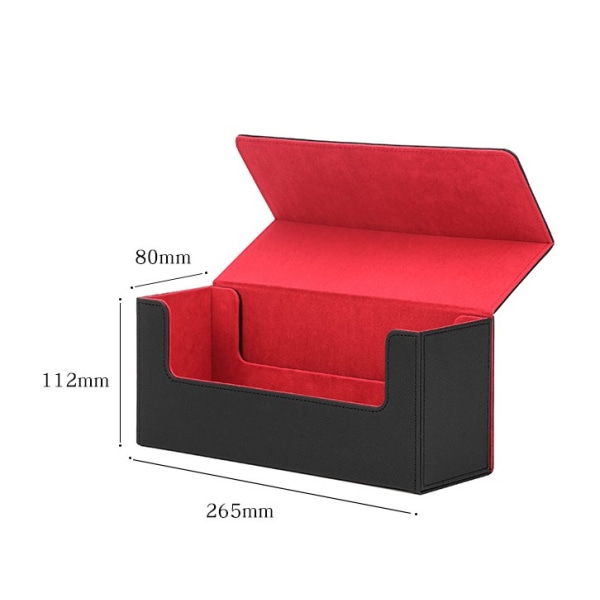 MTG Skrivbordslåda Skrivbordslåda Kortförvaringslåda Magnetisk däcklåda PU-läderdäcklåda för Samlarkortsspel 10,5 x 4,4 x 3,2 tum (svart och röd)