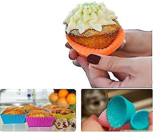 10 stk. Silikon Cupcake Muffins Bakeformer Gjenbrukbare Non-stick Kakeformer Sett Square