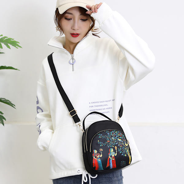Én (elefant, ca. 18*11*21cm) Konvertibel Dame Jenter Liten Cross Body Skulderveske Tote Bag Håndveske Mini Ryggsekk med 2 Avtakbare Stropper