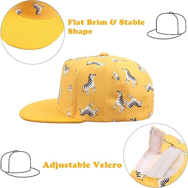 Söt baby baseballkeps (gul zebra för 1-2 år), barn sommarhatt broderad platt solhatt pojke flicka