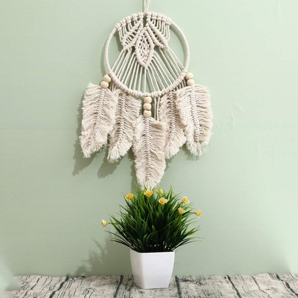Stor bohemisk drömfångare i macramé i vävd bomull, macramé väggdekor, Alla hjärtans dag, födelsedag eller present till klassrummet