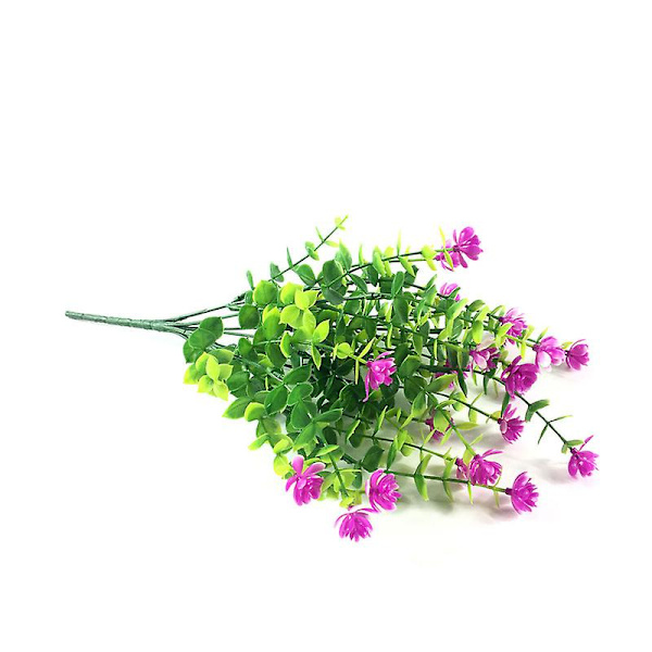 5 buntar konstgjorda blommor, konstgjorda utomhusväxter i plast, UV-beständiga buskar dekorationer Red Lotus