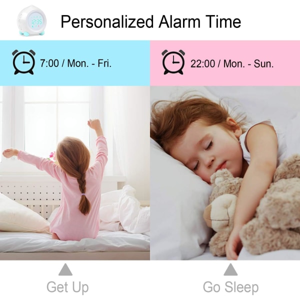 LED digital väckarklocka för barn - Nattlampa för flickor - Dag - Natt för pojkar - Justerbar volym - Snooze - USB-laddningsbar väckarklocka vit