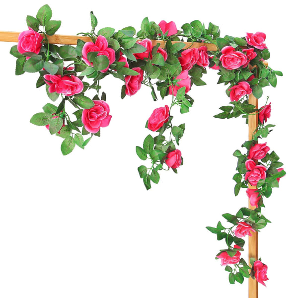 Kunstig Rosekrans Falsk Rose Ranke Hengende Blomsterplanter Falsk Blomst red