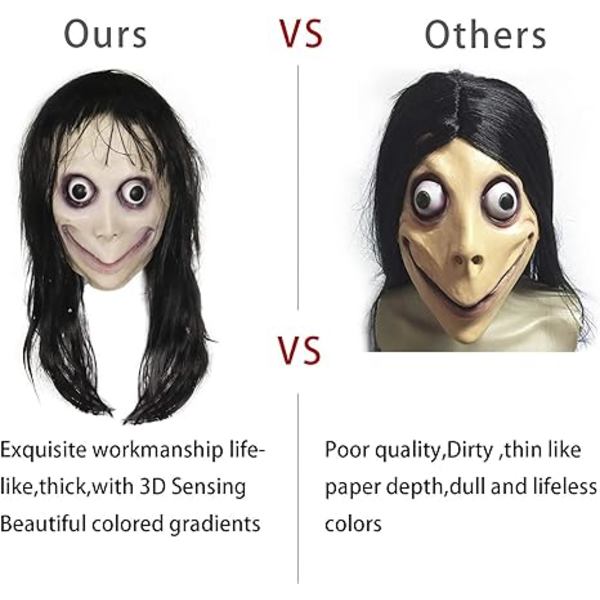 Kauhu Paholaisen Naamio Pitkillä Hiuksilla, Pelottavat Haastepelit Paha Asu Halloween Karmiva Cosplay Juhlakoristeet Rekvisiitta