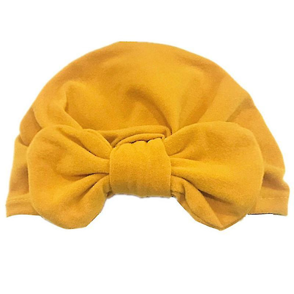 Nyfödd baby turban knut huvud wrap bekväm pojkar flickor mössa hatt keps Yellow