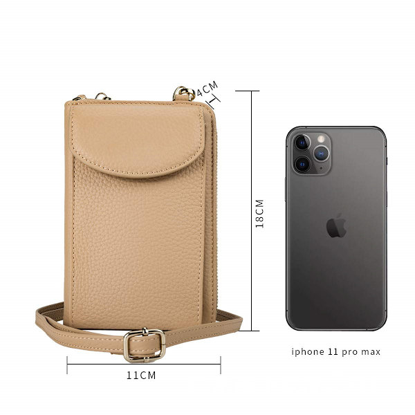 Lett Dameveske Mobiltelefon Crossbody PU Lær Flere Lommer Glidelås Clutch Liten Lommebok Skulderveske Kortholder Skulderveske Lommebok