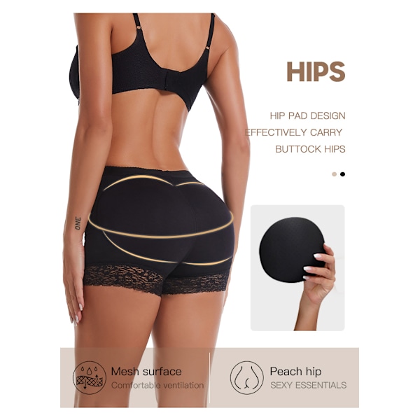 Kvinnors Push Up Spetsbyxor Ramonti Rumpa Platt Shaper Osynlig Shaper Lyftare Shaper Svart