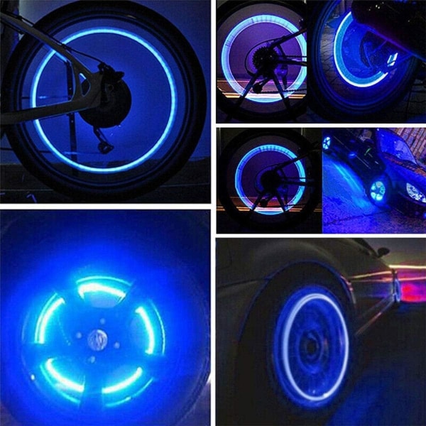 12 stk. LED Sykkelhjul Lys Dekk Dekkventilhetter Neonlys for Bil Motorsykkel Sykkel Miks 3 Farger