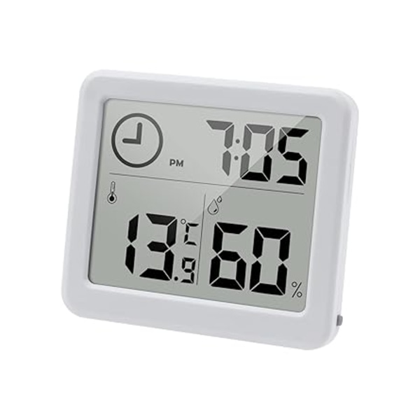 Digitalt hvidt Termo-Hygrometer Indendørs Rum Termometer Hygrometer 3.2” Stor LCD-skærm Desktop Termometer med Temperatur- og Fugtighedsmåler Me