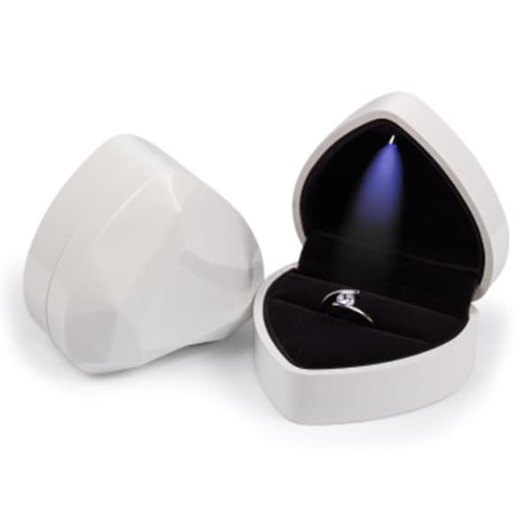 Hjärtformad ringask i sammet, smyckeskrin, organizer, myntask White