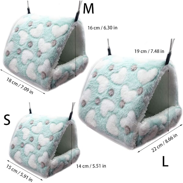Cyan M Sovende Gnager Plysj Lite Hus Hamster Hengekøye Leke Seng Hytte for Marsvin Kanin Chinchilla Ilder,