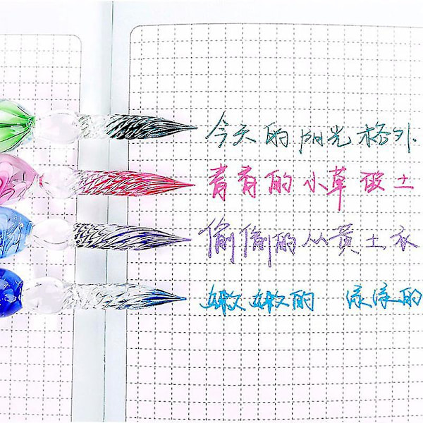 Glas Kalligrafi Pen Krystal Glas Dip Blæk Pen Sæt Ikke-kulstof Blæk Signatur Penne 3PCS