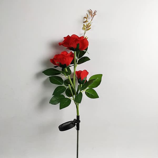 Solcellehavelamper udendørs, 2 stk. havelamper med 6 rosenblomster, solcelle rosenlamper til blomsterbed RED