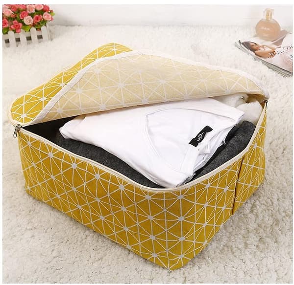 Foldbar Opbevaringsboks Opbevaringspose Lærredsopbevaringspose Til Tæpper 474020 Cm Gul Yellow